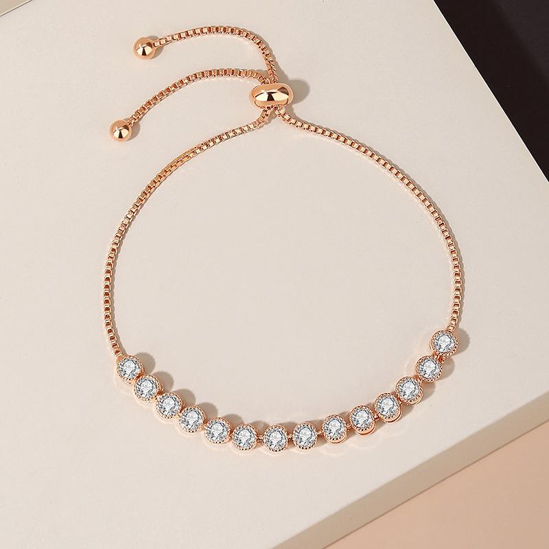 Single Row Zircon Bracelet Women's Light Luxury Niche Temperament Pull Adjustable Jewelry