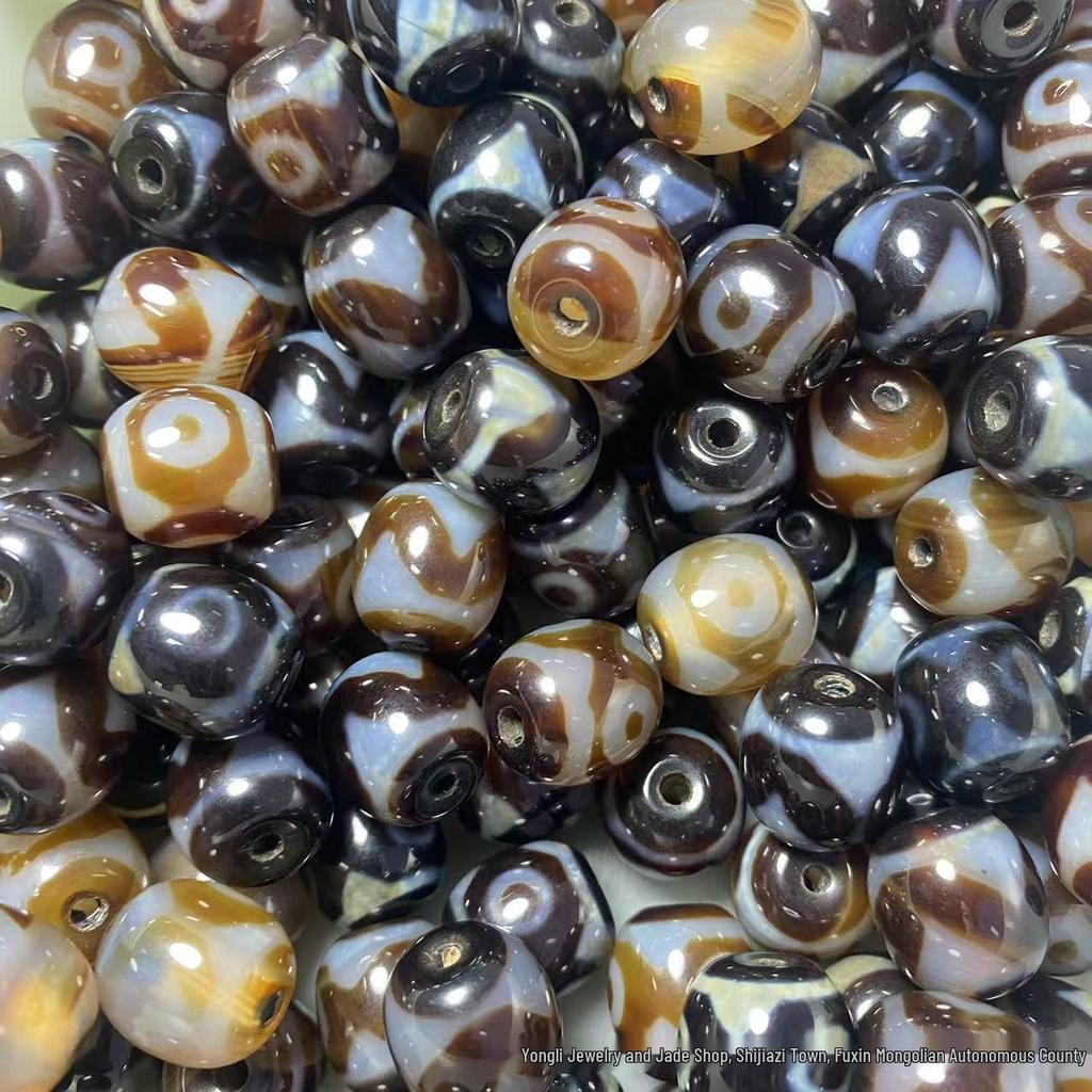 Tiger Tooth Three-Eye Daluo Agate Beads 14x15MM DIY Jewelry