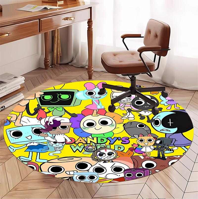 Dandy's World Pattern Round Rug, Indoor/Outdoor Mat, for Picnic, Gameroom, Bedroom, Office, Living Room, Home Decor Carpet, Birthday Gift
