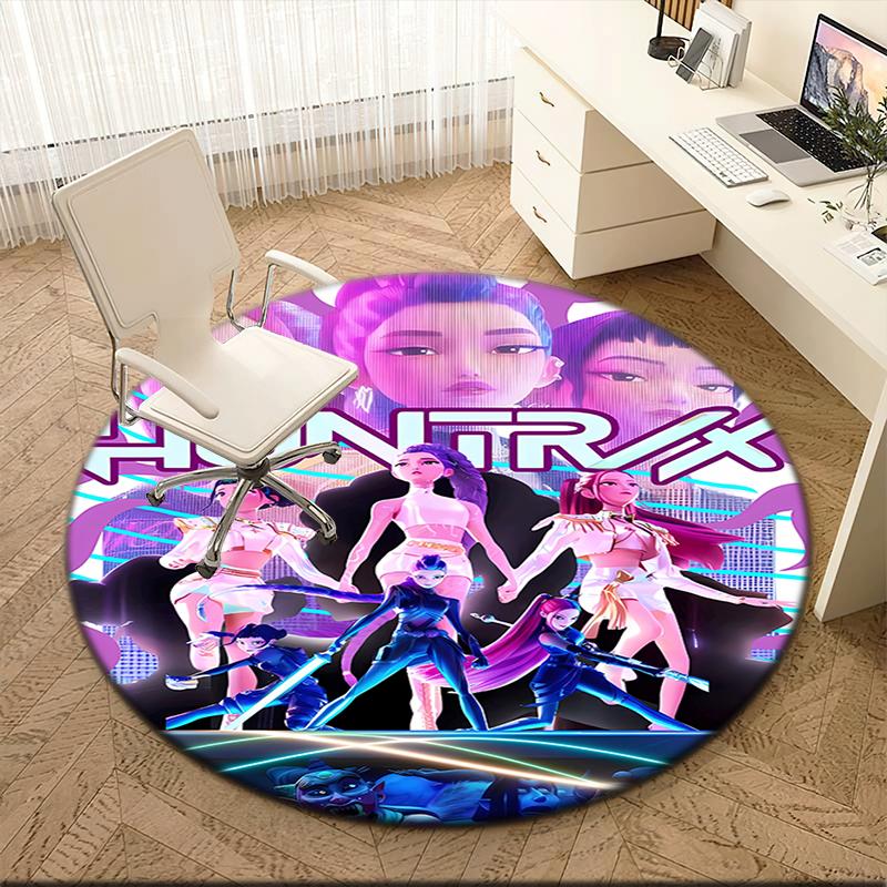 1pc K-Pop Supernatural Theme Round Carpet Painted Printed Circular Carpet, Home Door Mat, Outdoor Travel Protection Carpet