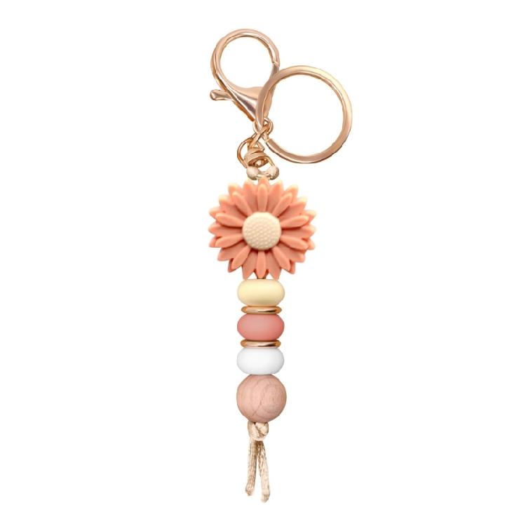 Versatile Floral Design Key Ring Soft Comfortable Touch Beaded Key Chain Silicone Construction Long Use