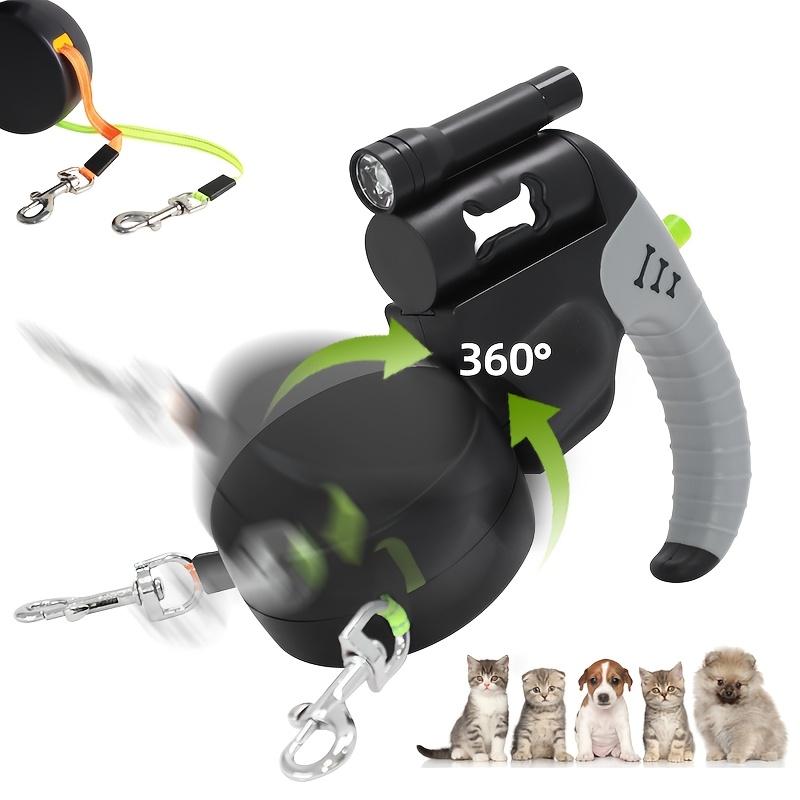 Dual Retractable Dog Leash Two In No Tangle Walking Lead Heavy Duty Automatic Rope Lock Padded Handle Small Medium Puppy Breeds