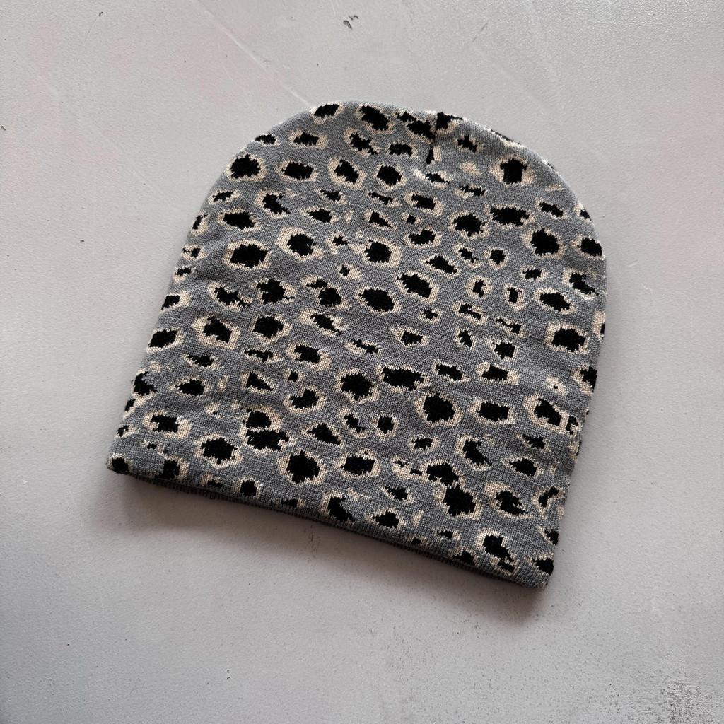Leopard Pattern Knit Beanie Hat Fashion Warmth Cap For Casual Street Style