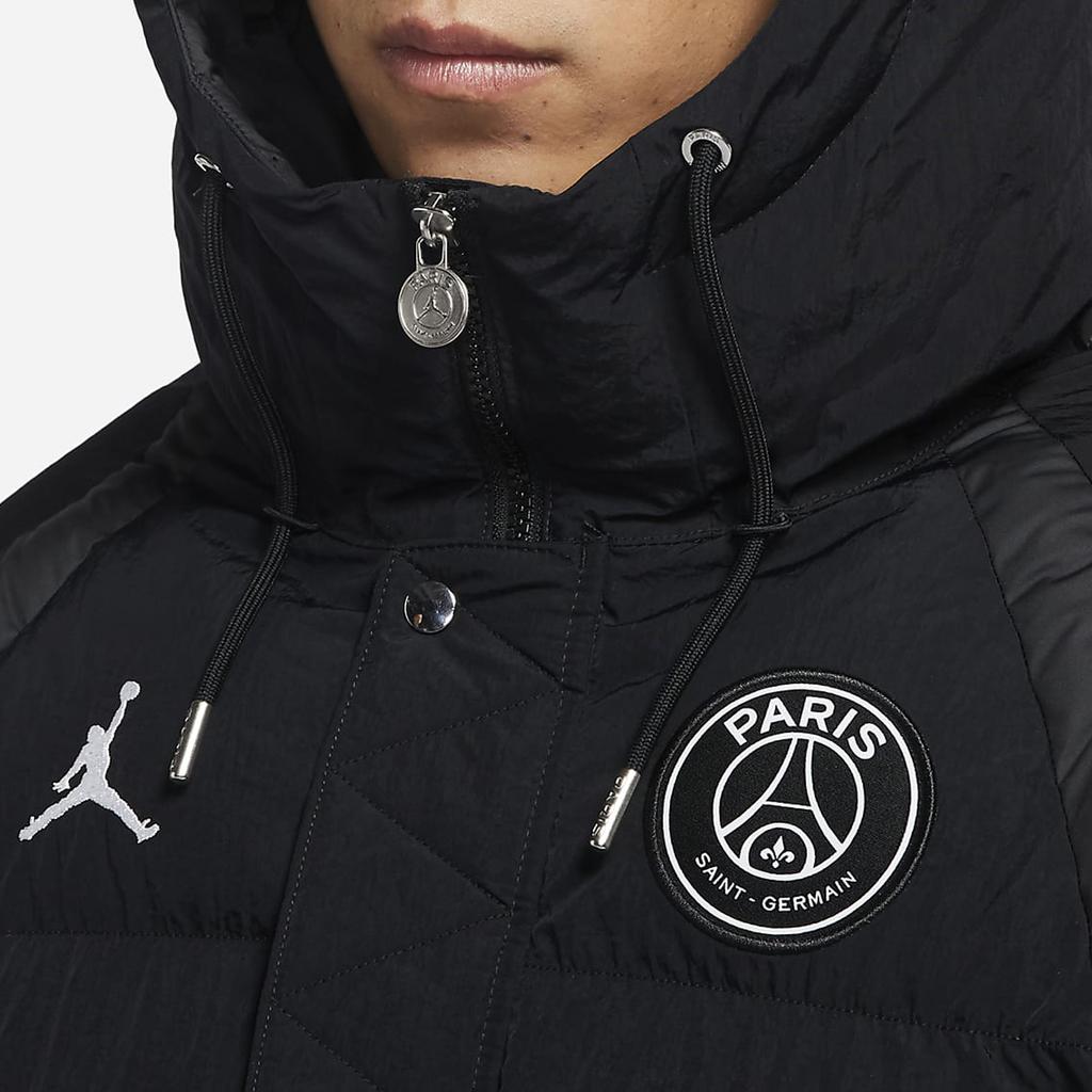 Jordan Paris Saint-Germain Logo Print Badge Hooded Cotton Jacket Men Outerwear Black DB6495-010