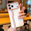 Double Line Pattern Phone Case for IPhone 17 Pro Max Air 16e 16 Plus 15 Magnetic Metal Lens Ring Wireless Charging Back Cover