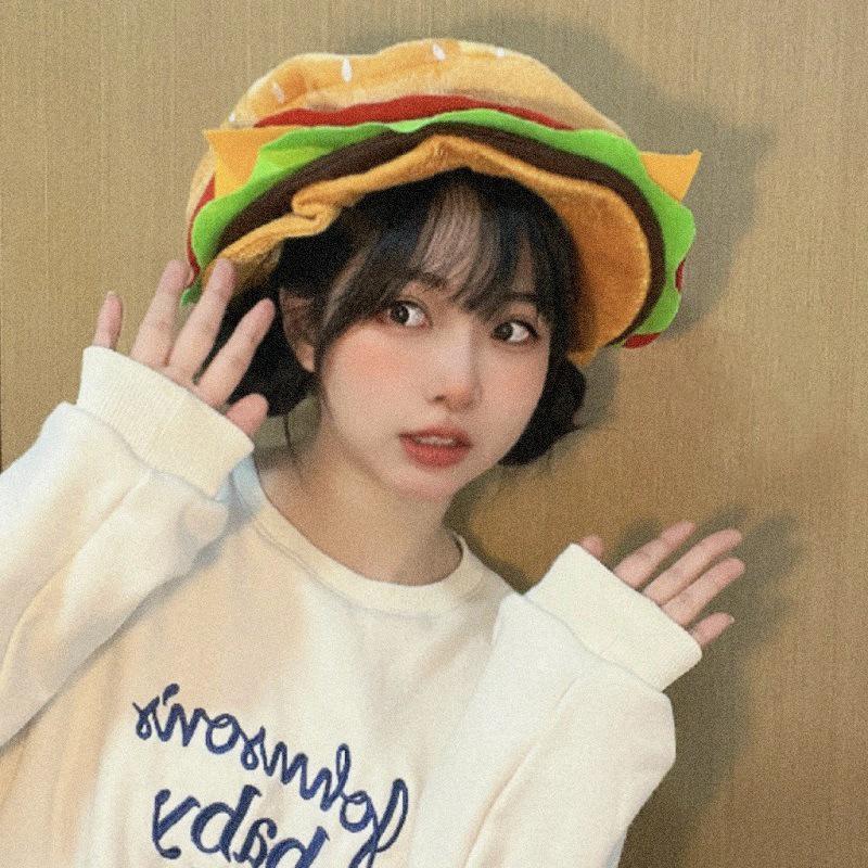 Fashionable Cute Versatile Funny Burger Hat Party Casual Personalized Hat
