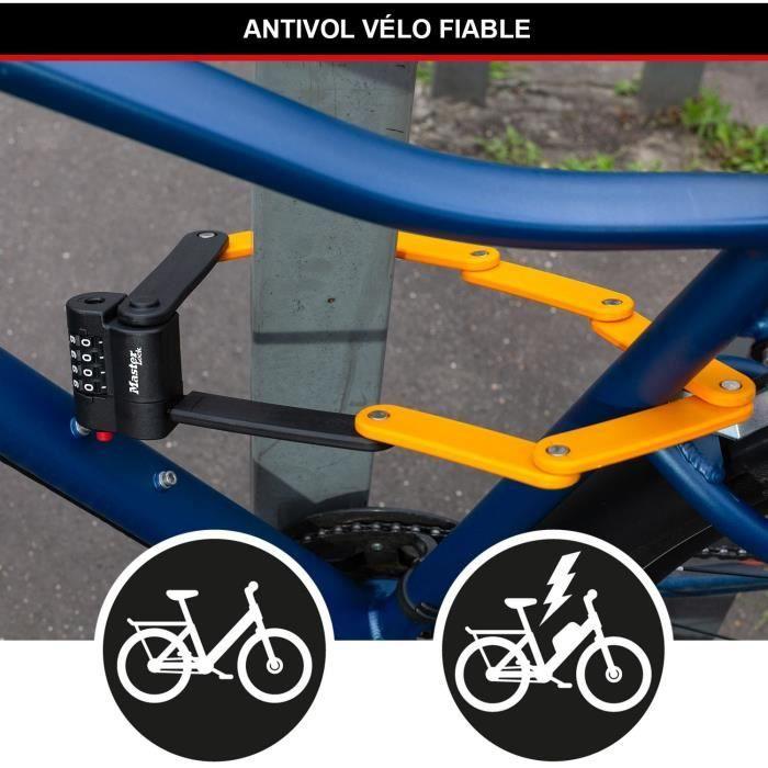 Antivol Vélo à Code - MASTER LOCK - 8336EURDPRO - Acier Trempé, Combinaison Programmable, Support Inclus