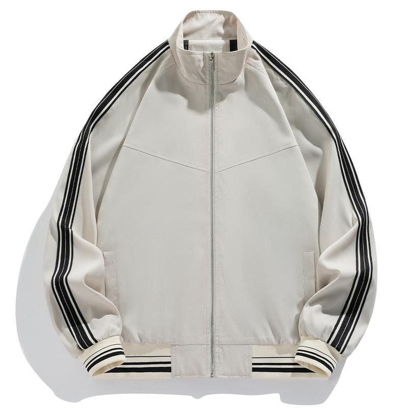 

Blue Striped Baseball Uniform Autumn and Winter Loose High-grade Stand-up Collar Leisure Sports Jacket Jacket Men s Windbreaker Stripe M