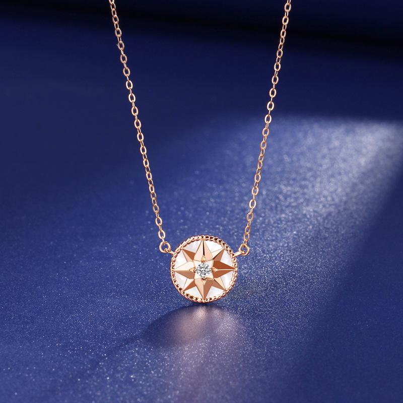 Octagram Compass Retro Style Necklace Girls Jewelry Premium Sense Simple Niche Star Pendant