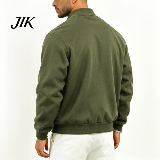 Everyday Basic Sportswear Men Casual Baseball Coat, Lightweight Multi-Pocket Windbreaker, Solid Color Outerwear Outdoor Windbreaker with Stand Collar,