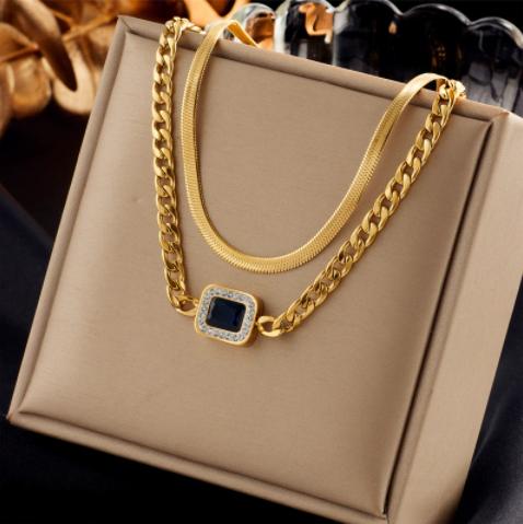 SHC43A-SHC68A Custom Fashion Pendant Necklaces Women's Jewelry Stainless Steel Chokers Pearl Chains Necklace Set for Women Girls