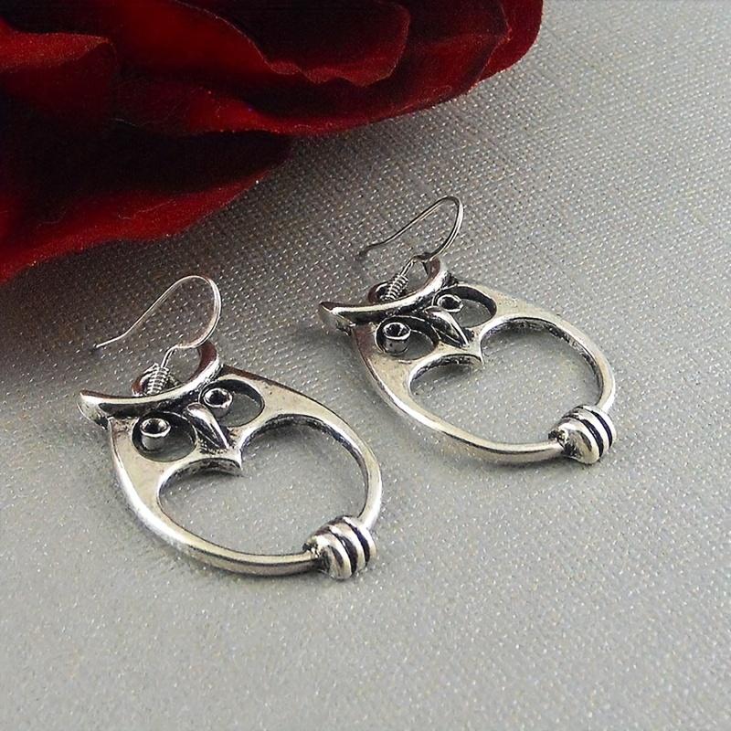 

1 пара серьги Boho Owl Shape Dangle, Готическая мода Простые серьги, Подарок