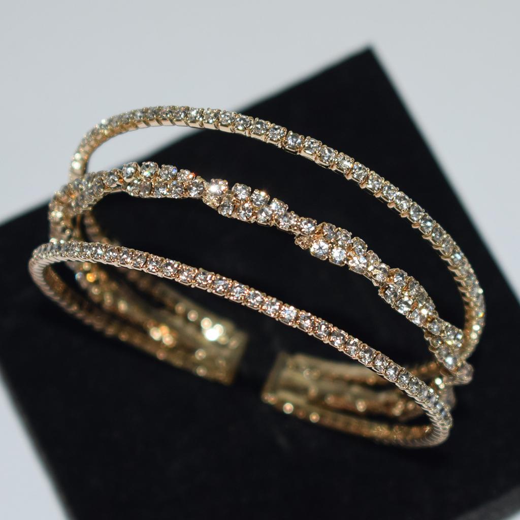 Europe and America Cross Border Women's New Exquisite Elegant Multi-Row Pearl Rhinestone Open-Ended Bracelet Bridal Wedding