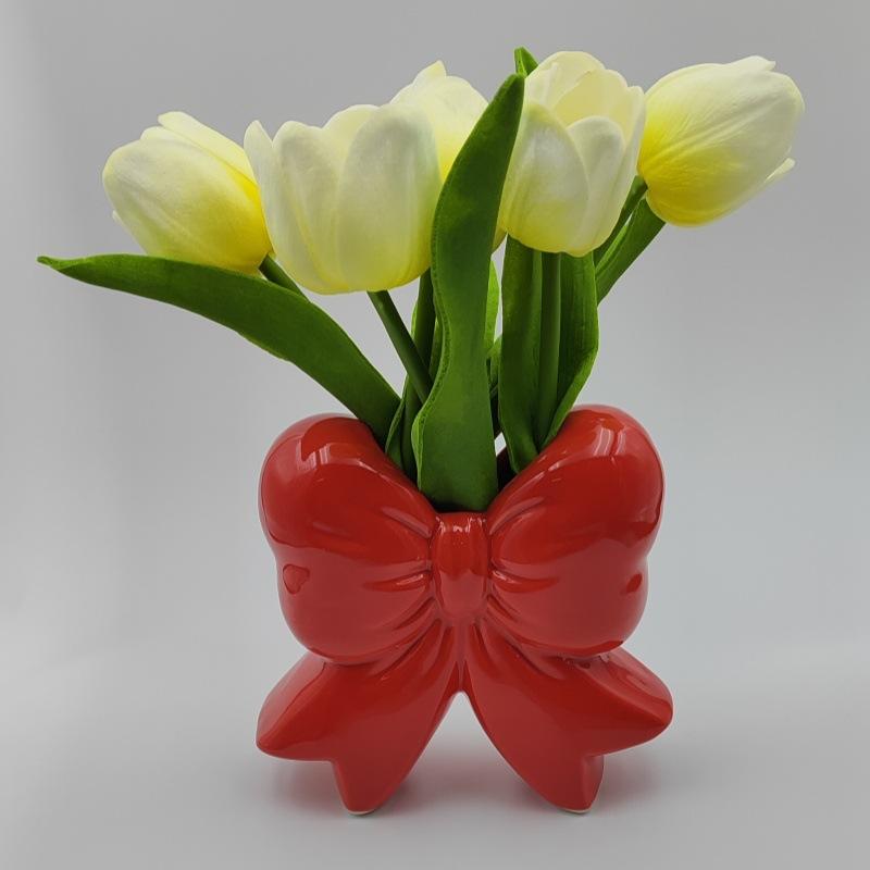 Butterfly Knot Ceramic Vase Creative Desktop Interior Decoration European Living Room Dried Flower Utensils Decoration
