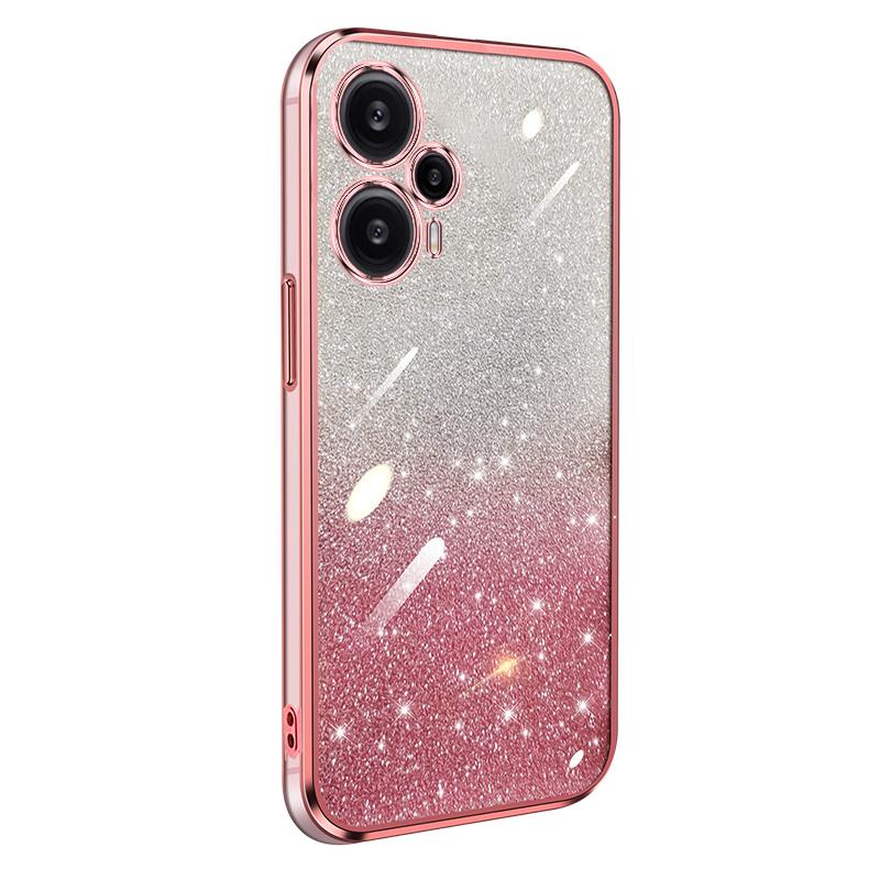 KEYSION Luxury Plating Glitter Phone Case for Xiaomi POCO F5 Transparent Soft TPU Shockproof Back Cover for POCO F5 Pro