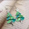 Festive Christmas Tree Star Earrings with Red Rhinestones for Women
