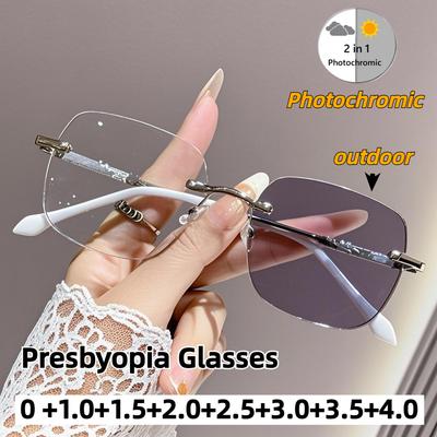 Occhiali da Lettura Fotocromatici Moda Unisex Classici Anti Luce Blu Lenti HD Ultra Leggeri Occhiali per Presbiopia Da 0 A +4.0