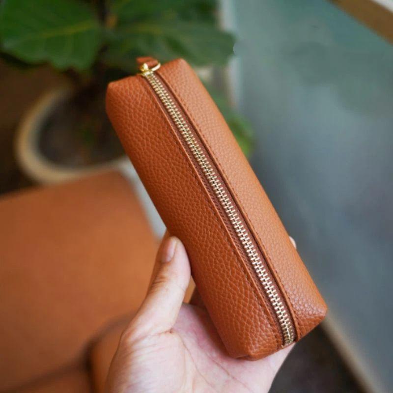 Soft Leather Glasses Bag Portable Makeup Storage Bag Purses Stationery Bag Travel Zipper Cosmetic Pouch Sun Glasses Case