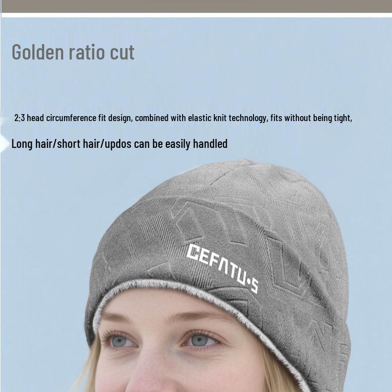 Windproof Velvet-Lined Winter Knitted Beanie with Ear Protection
