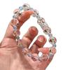 Natural Brazilian aquamarine and white crystal original design bracelet for women, a birthday gift for a best friend