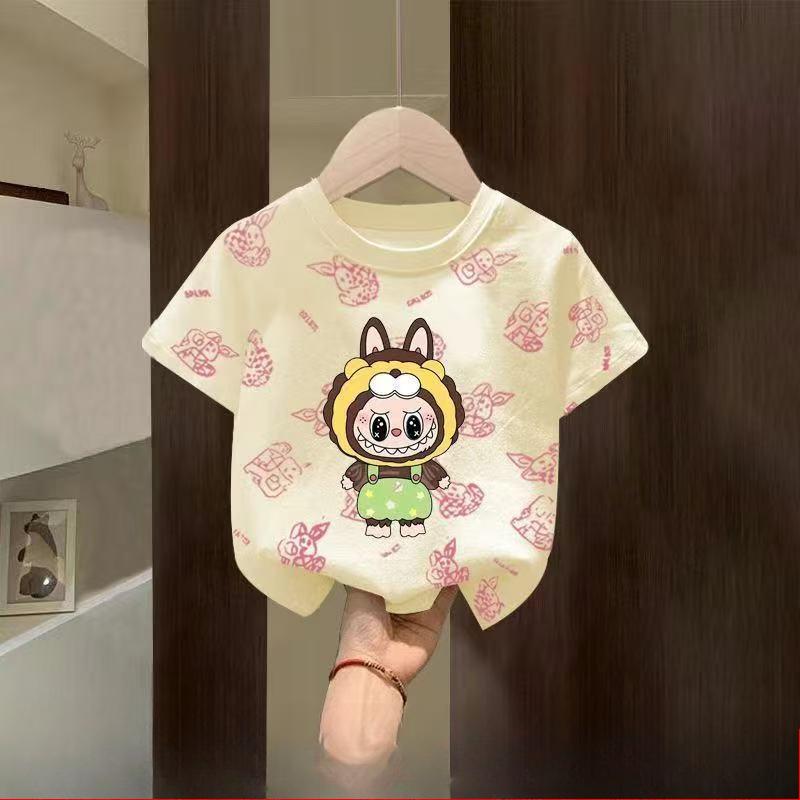 

Детская футболка с коротким рукавом с рисунком, Летний повседневный топ для девочек из чистого хлопка с круглым вырезом 150