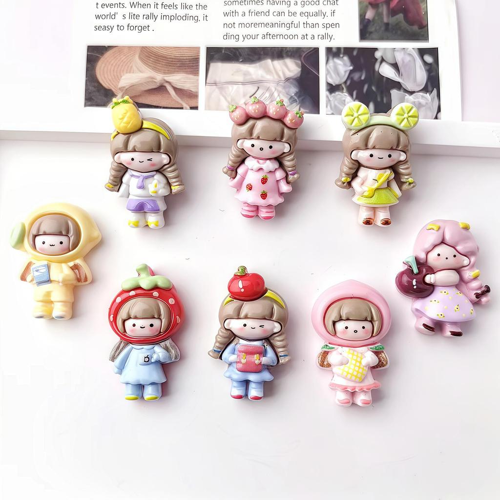 Cute Cartoon Fruit Girl Shoe Buckles & Hair Clips - Resin DIY Accessories