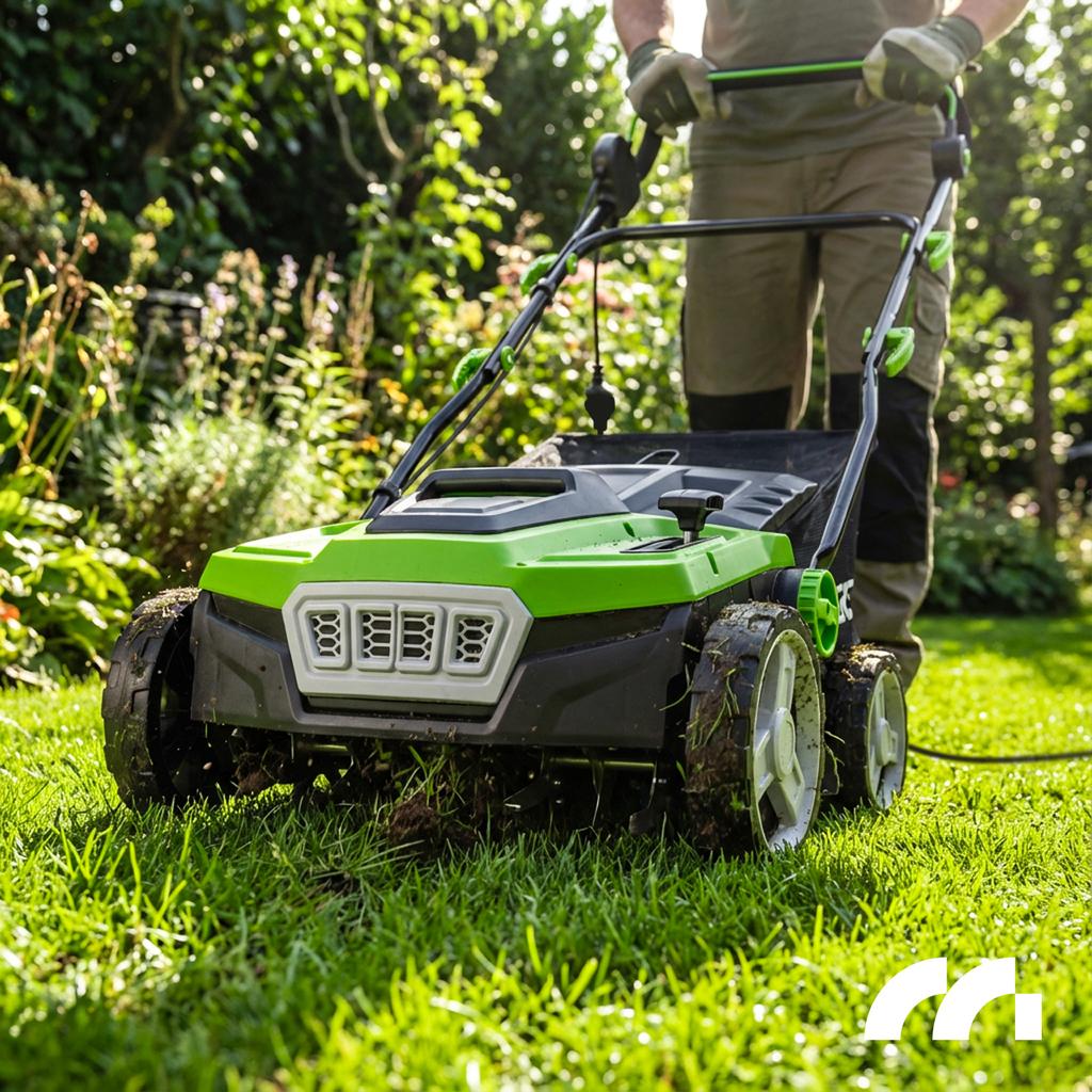 Electric Lawn Scarifier Aerator 45L Basket Working Width 38Cm