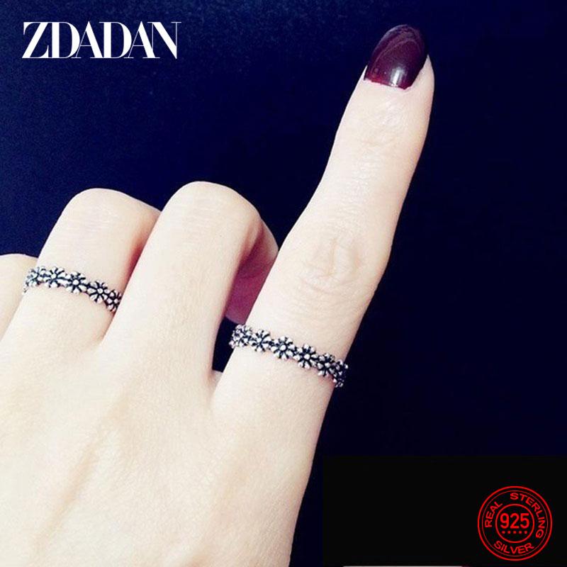 ZDADAN 925 Silver New Arrival Daisy Ring For Women Fashion Wedding Jewelry