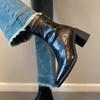 Genuine Leather Ankle Boots: Silent Sole High Heels, Elastic Skinny Fit, Autumn Winter Comfort, Retro Chunky Heel