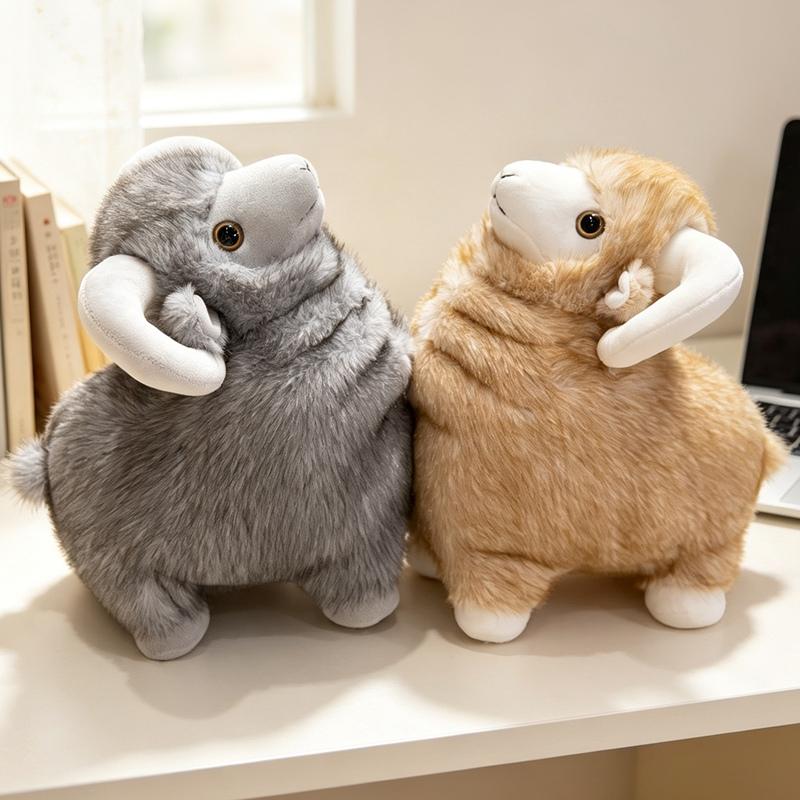 Realistisches Dickhornschaf Plüschtier - Weiche Flauschige Widder Stoffpuppe Tierfigur Sofa Heimdeko Geburtstagsgeschenk Für Frauen Mädchen