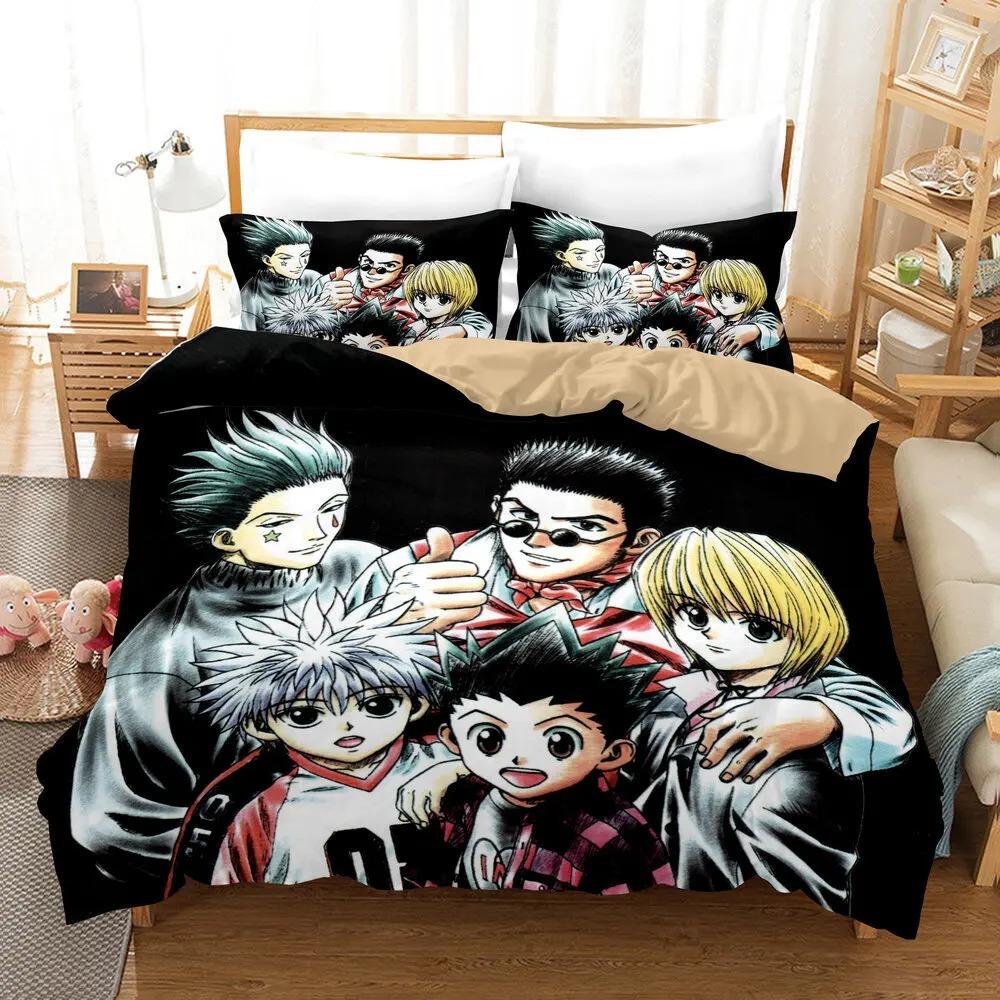 Japanese Anime HUNTER×HUNTER Bedding Set HUNTER Print Duvet Cover Pillowcase Teenagers And Children Quilt Cover Gift