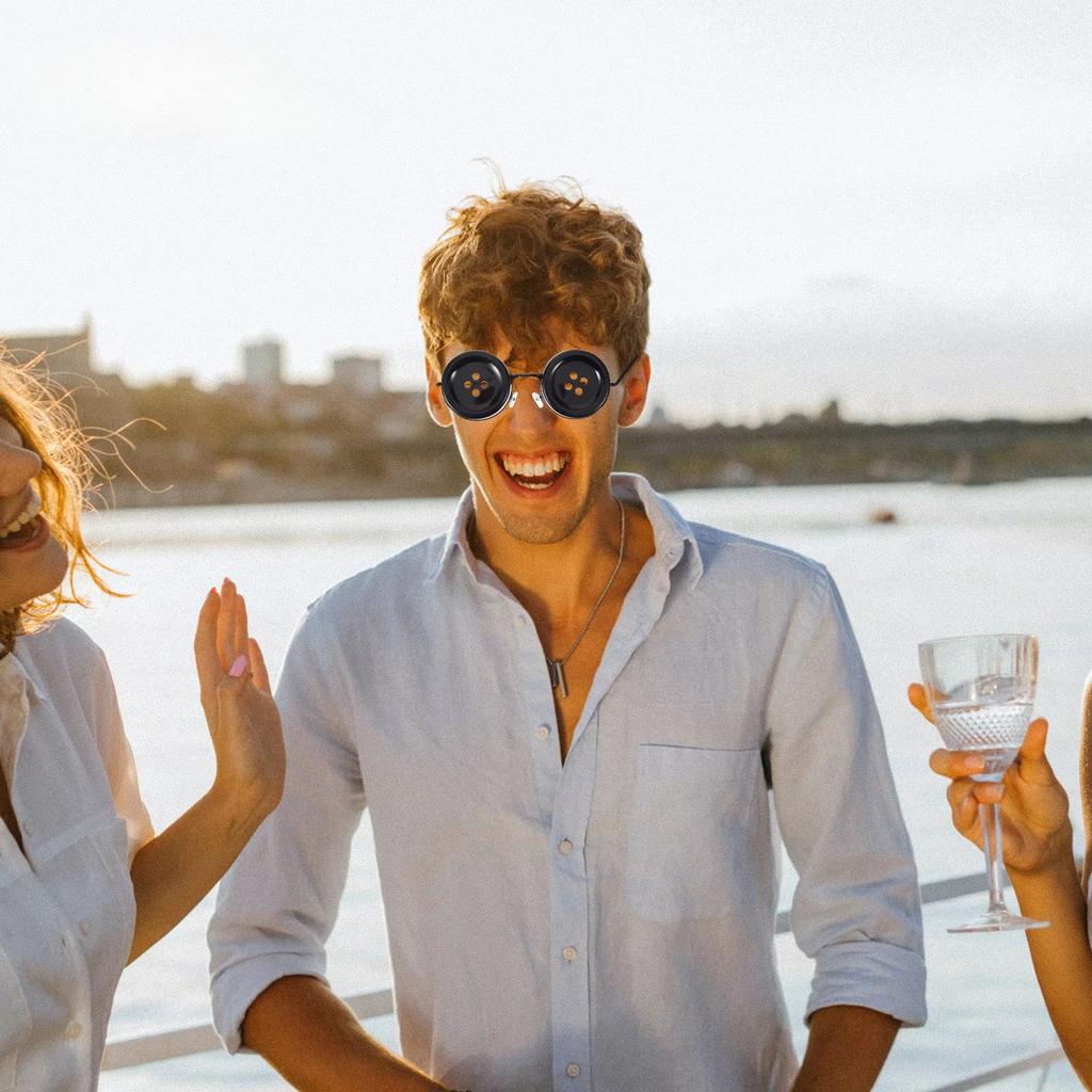 Horror Button Eyes Cosplay Glasses Props Coraline Button Glasses Party Glasses Necklace Hairpin Set Fairy Tale Halloween party