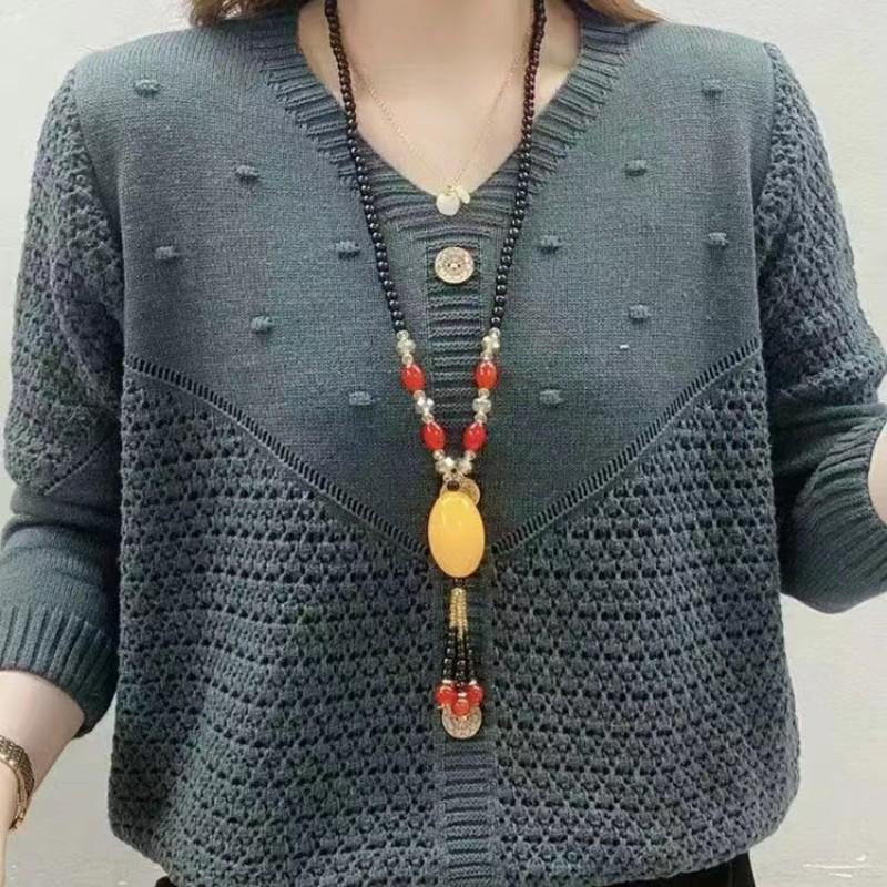 Dünner Strickpullover Lässiger Lockere Passform Polyesterfaser Teenager Mädchen Frühling Sommer Herbst Modischer Schlankmachender Überwurf