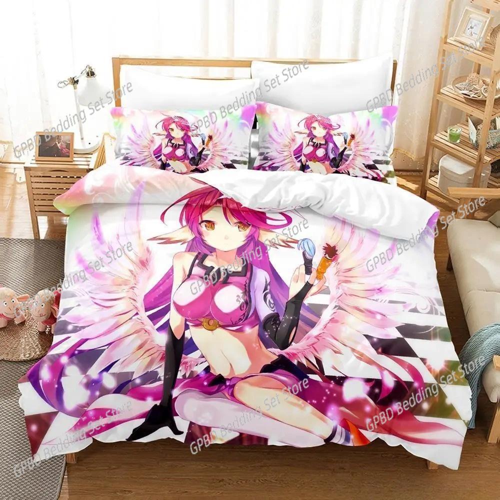 Home Textiles No Game No Life 3D Bedding Set Duvet Cover Pillowcases Single Twin Full Queen King Size Home Decor Quilt Boys Gift