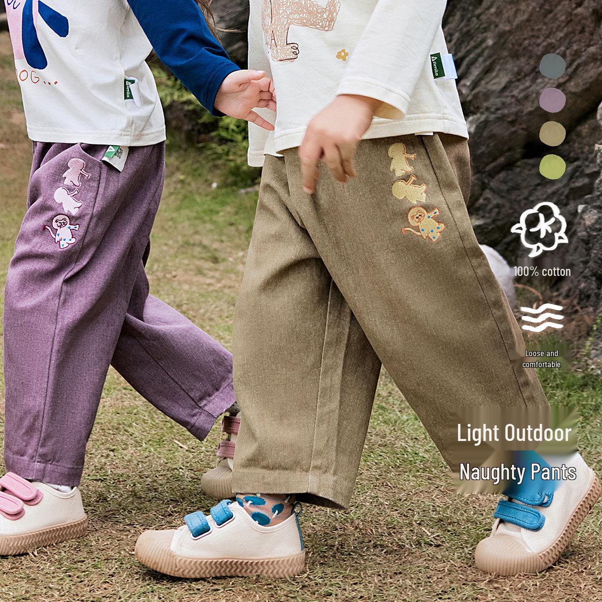 

2025 Spring Kids Straight-Leg Casual Pants: Colorful Cow Print for Boys and Girls 90 cm