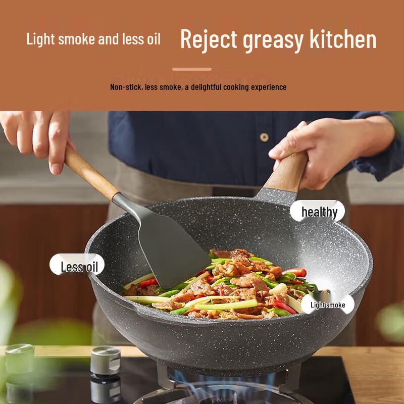 

Supor Non-Stick Flat-Bottom Wok with Maifan Stone Finish