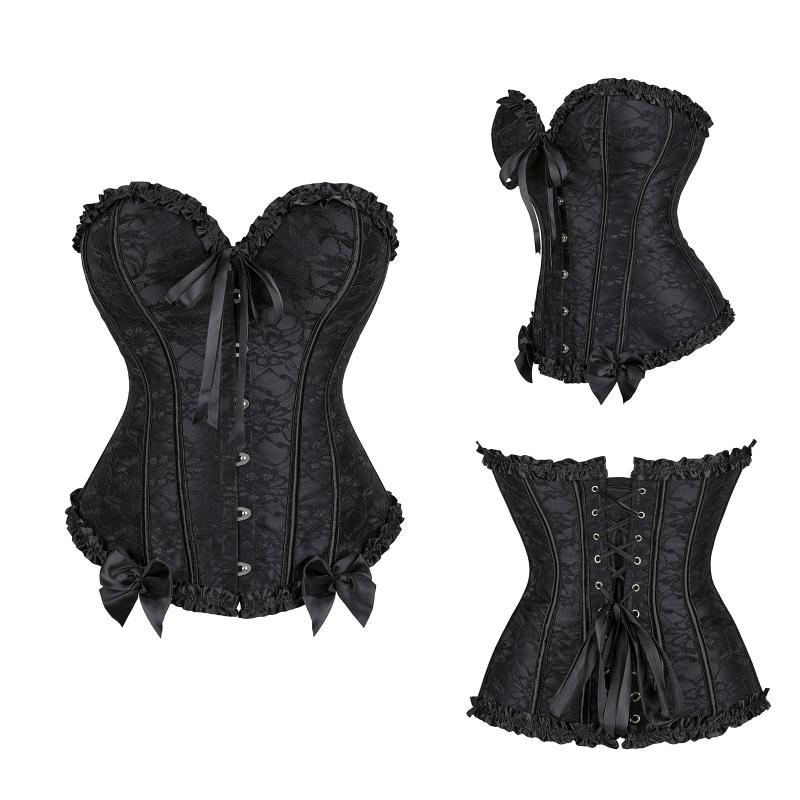 Korsett mit entbeinter Taille, sexy Korsett für Damen mit Schnürung, Taillenkorsett mit entbeinter Taille, Blumenmuster, Brokat-Überbrustkorsett für Damen, Abnehmen