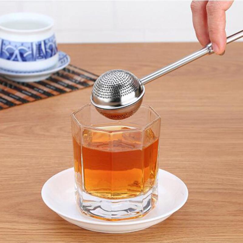Lebensmittelechte Edelstahl-Teekanne Teesieb, Einziehbarer sphärischer Netztee-Infuser-Filter,
