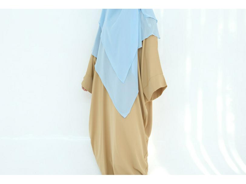 2025 Loriya Double Layer Ruffle Big Swing Middle East Solid Color Headscarf HJ927