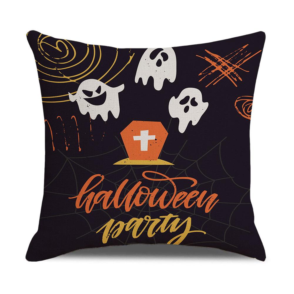 

European and American Cartoon Printed Linen Pillowcase Halloween Sofa Set Household Supplies 45 * 45Cm (without pillow core)