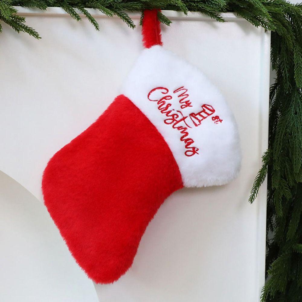 Red Letter Christmas Stocking Plush Xmas Tree Decoration Funny Christmas Hat  Wedding