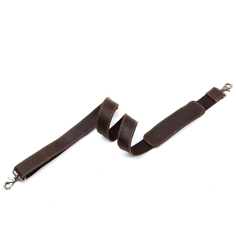 Men's Retro Crossbody Bag Strap - Cowhide Leather, Crazy Horse Finish, Adjustable Length, with Shoulder Pad, European and American Style.