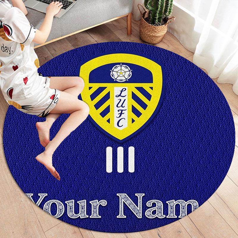 Leeds United Custom Name Round Area Rug,Carpet Rug for Living Room Bedroom Sofa Playroom Decor,Non-slip Floor Mat