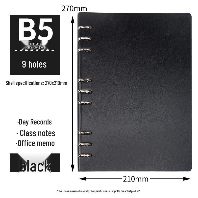 A5/B5 Retro Leder Notizbuch mit Ringbindung und herausnehmbaren Blättern - 9/6-Loch, Verdickter Hardcovereinband