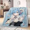 ReZero Chic 2D Print Flannel Blanket, Cartoon Character Decor for Bed, Warm Sofa Travel Nap Blanket_LIAN