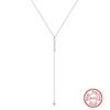 EFFIE QUEEN Simple 925 Pure Silver Long Tassel Y Necklace Round Shape Pendant Clavicle Chain For Women Party Jewelry Gift BQN42