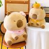 Pink Capybara Scarf Flower Design Cartoon Plush Toy Pillow For Kid And Collector