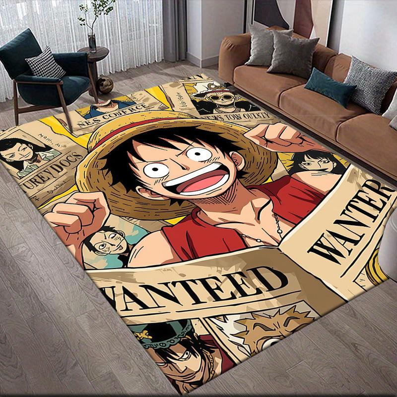 One Piece Luffy Straw Hat Crew Anti-Slip Floor Mat, Rectangular Carpet for Living Room & Game Zone
