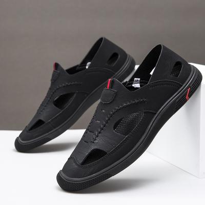 Chaussures d'été pour hommes, sandales plates décontractées, légères, respirantes, antidérapantes, semelle souple, une pédale