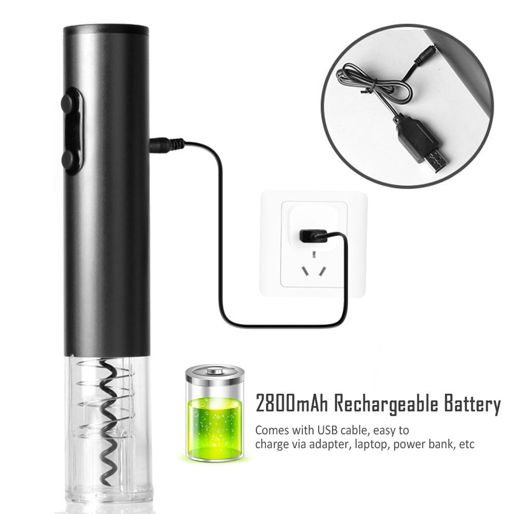 Electric Wine Opener with Foil Cutter Easy Operation Portable 2800mAh Rechargeable Wine Opener Automatic Electric Wine Bottle Corkscrew for Home Part